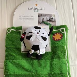 Authentic Kids Green Faux Fur Snuggle Tail with Soccer Ball Plush